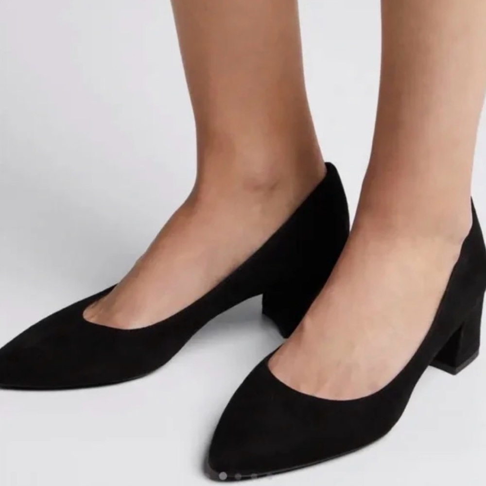 Aquatalia Pasha Black Suede Block Heel Pumps